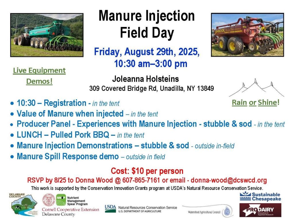 Postcard of info about Manure Injection Field Day
